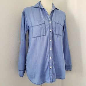 Old Navy Chambray Boyfriend Shirt Blue XS